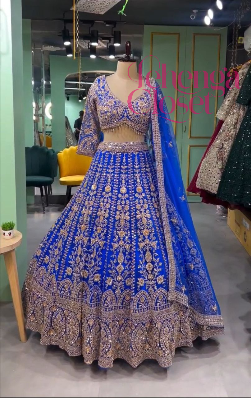 Royal Blue Georgette Heavy Coding Work Lehenga Choli