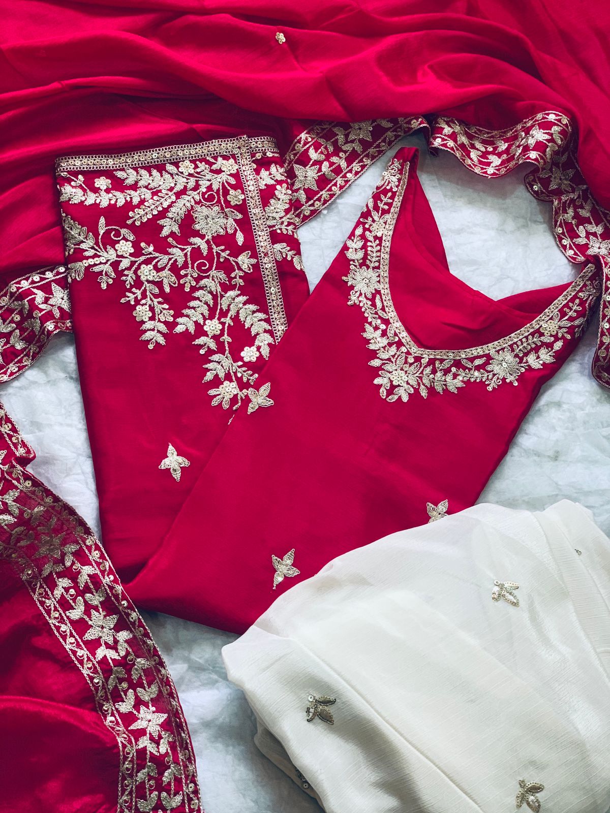 Party Wear Silk Coding Work Fully Stitched Plazo Suit Set