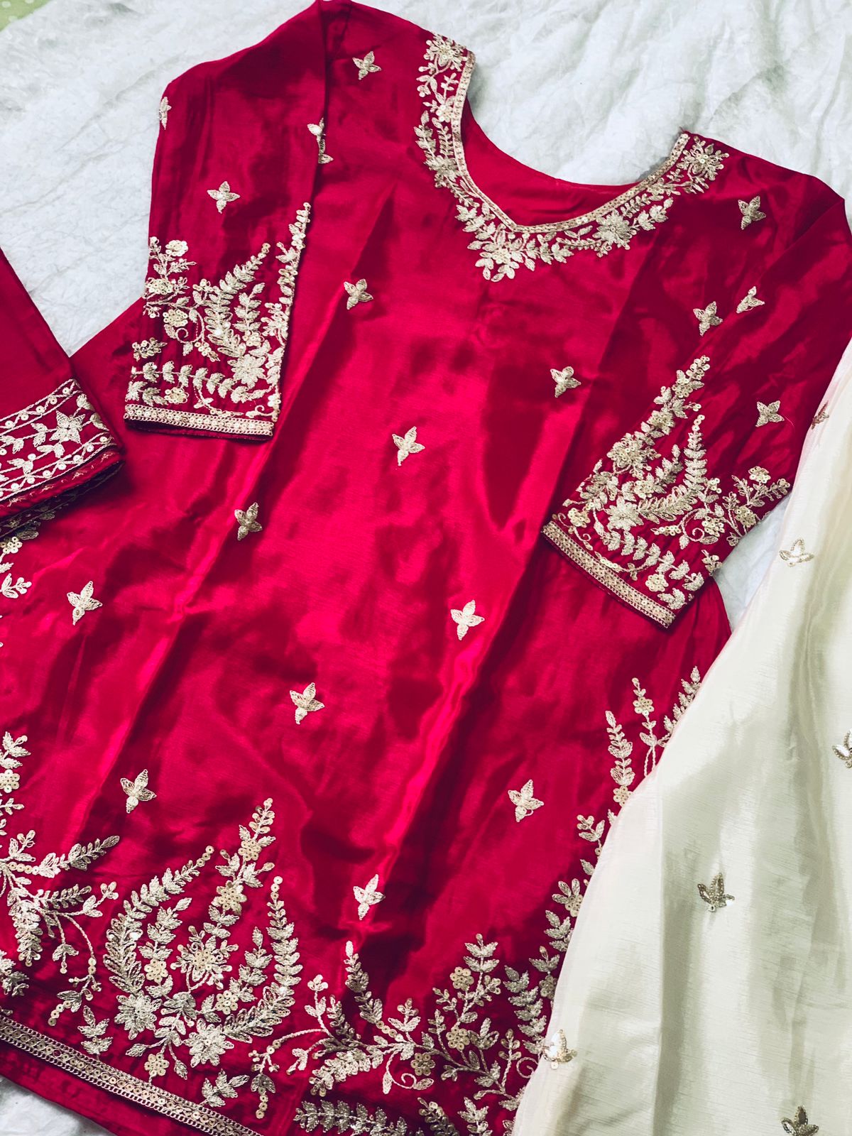 Party Wear Silk Coding Work Fully Stitched Plazo Suit Set