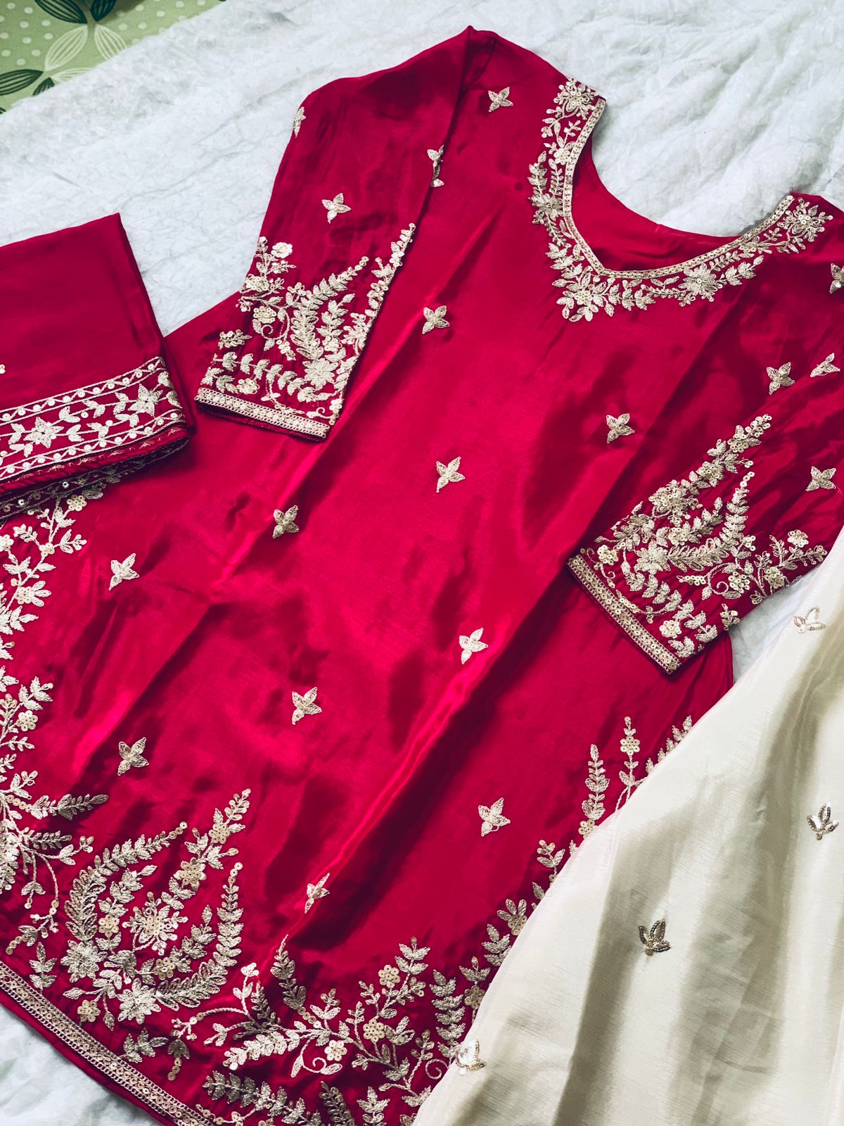 Party Wear Silk Coding Work Fully Stitched Plazo Suit Set