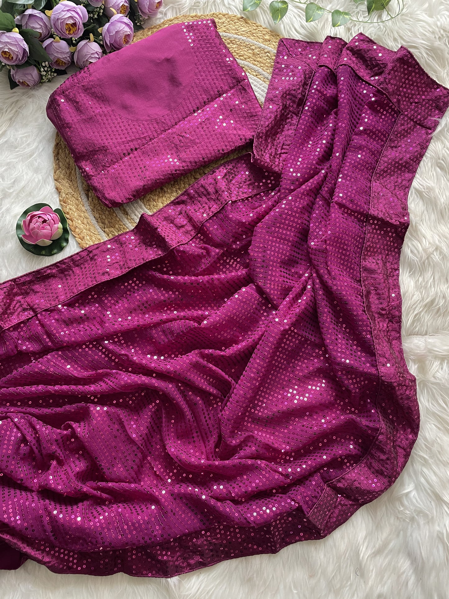 Party Wear Sequence Work Georgette Saree Blouse