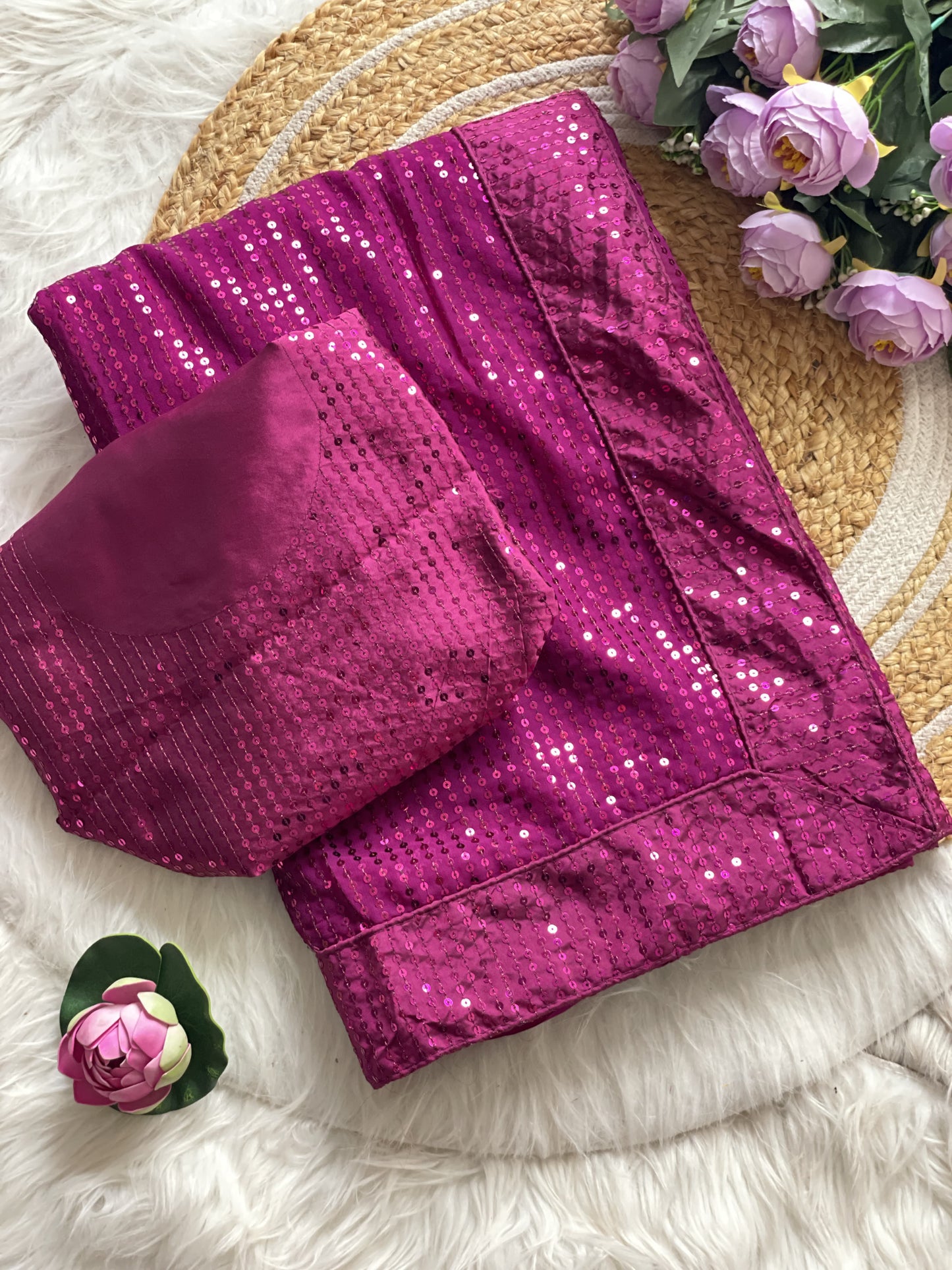 Party Wear Sequence Work Georgette Saree Blouse