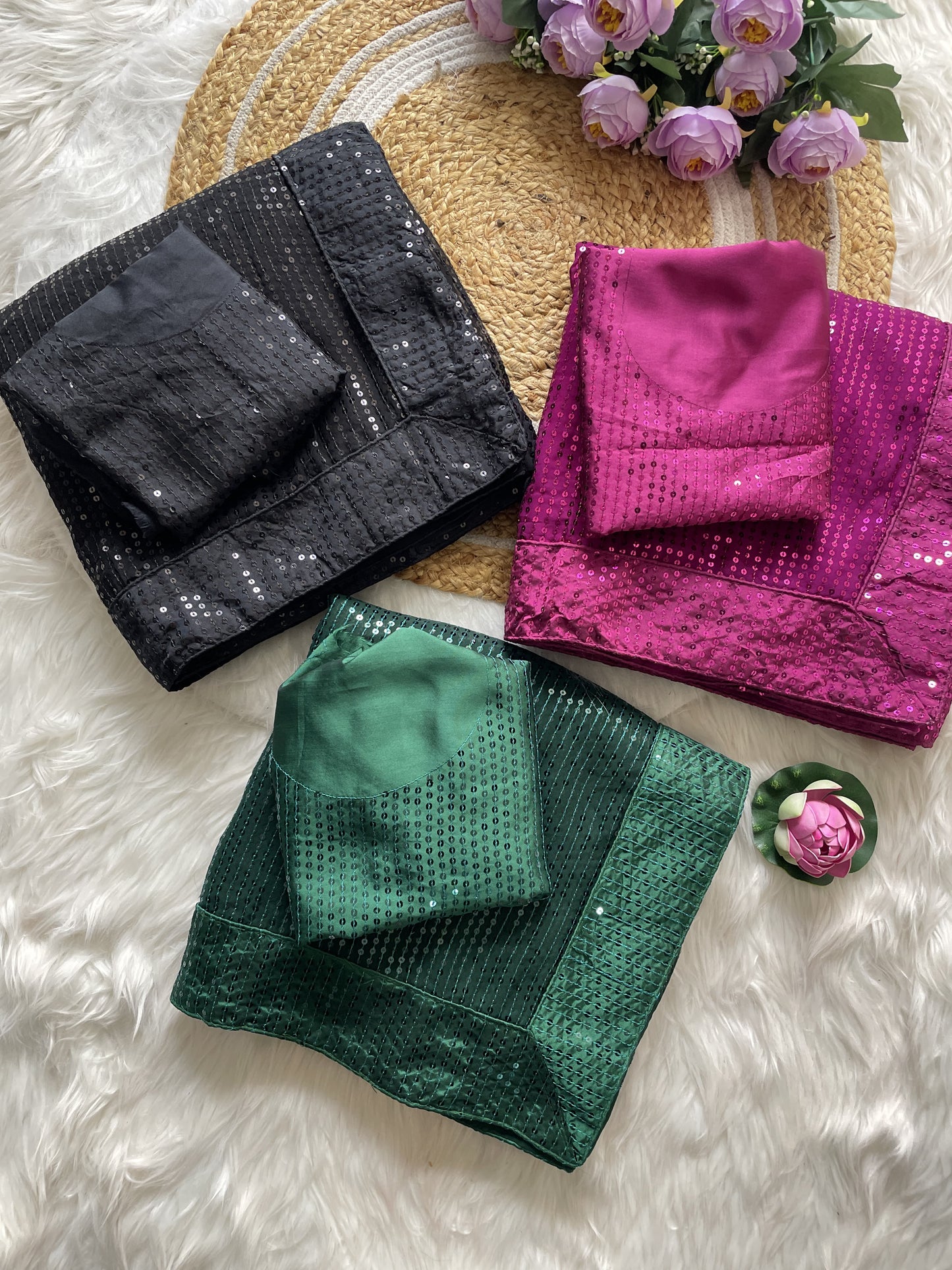 Party Wear Sequence Work Georgette Saree Blouse