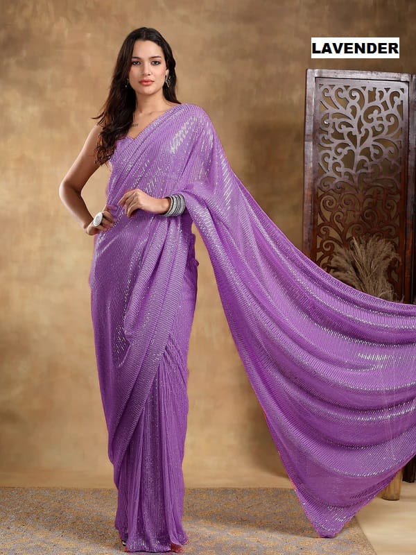 Party Wear Georgette Sequence Work Saree Blouse