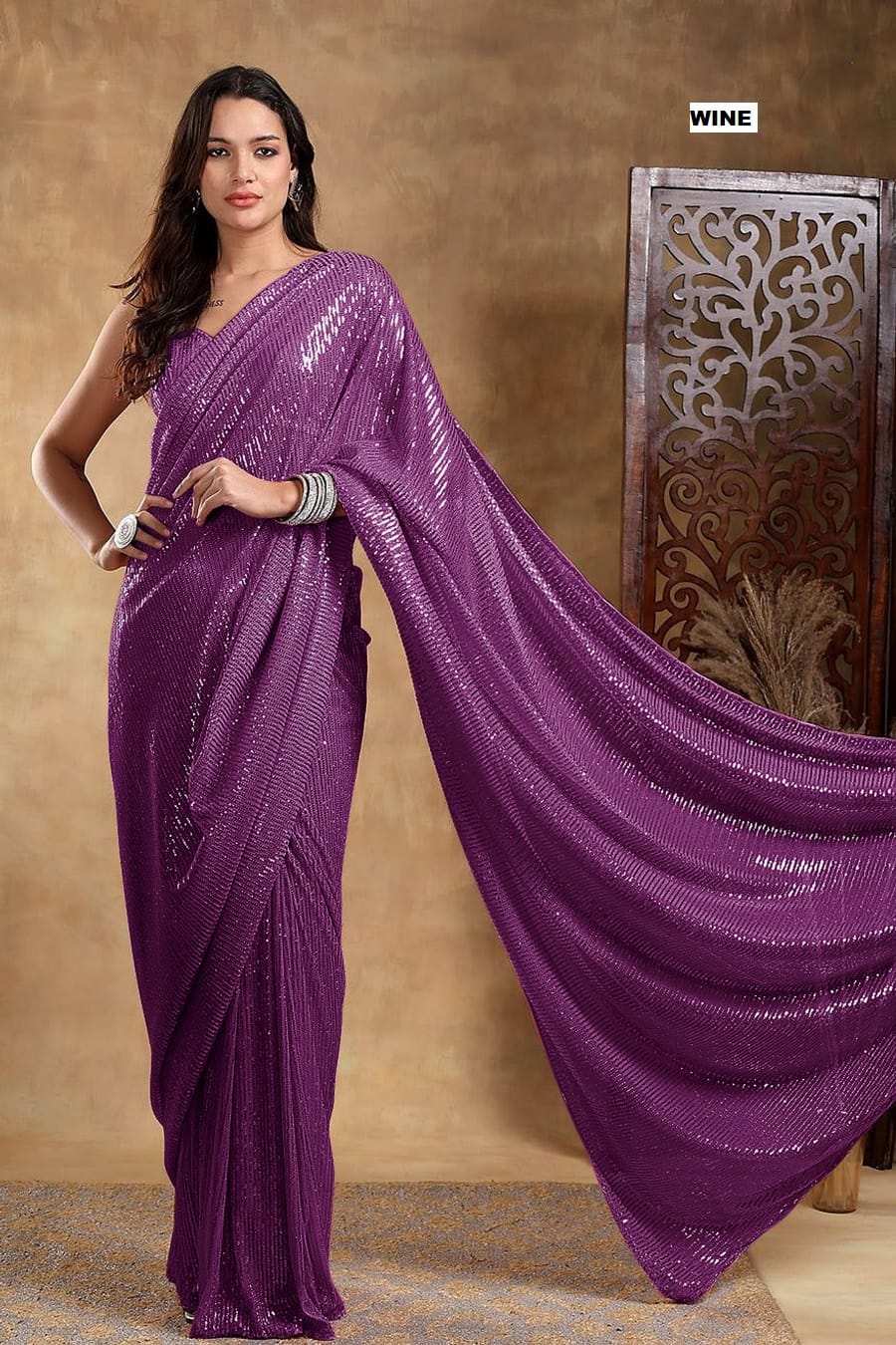 Party Wear Georgette Sequence Work Saree Blouse
