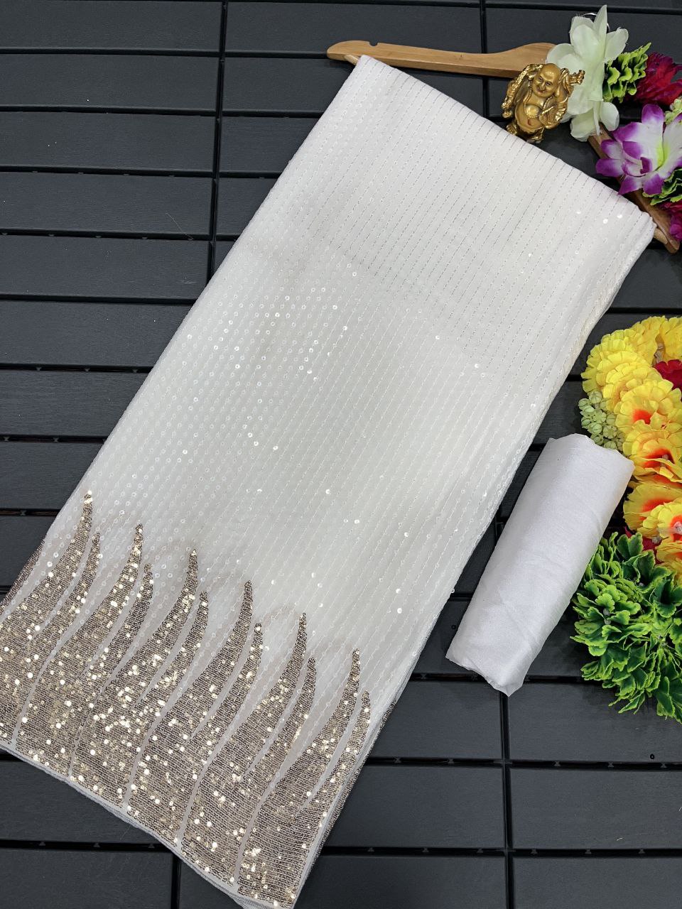 Designer Sequence Work Georgette Saree