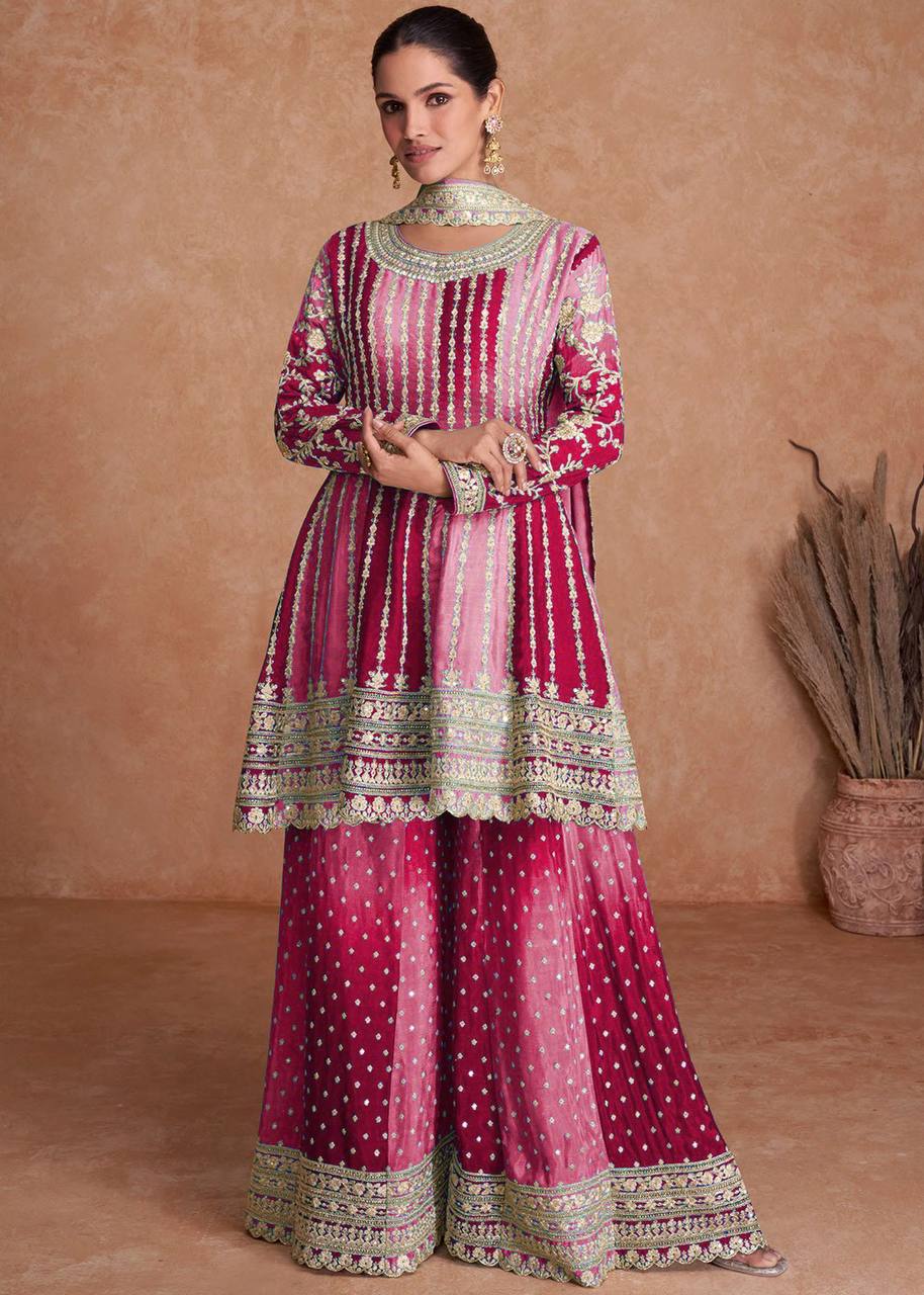 Phenomenal Chinon Ready Made Sharara Suit