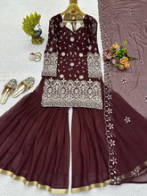 Load image into Gallery viewer, Ready To Wear Georgette Embroidered Work Sharara Suit Set
