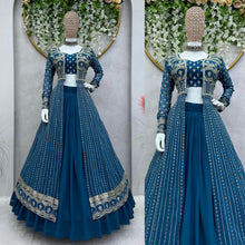 Load image into Gallery viewer, Shrug Style Georgette Embroidered Work Lehenga Choli
