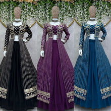 Load image into Gallery viewer, Shrug Style Georgette Embroidered Work Lehenga Choli
