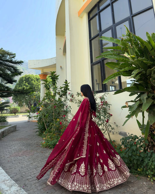 Party Wear Jimmi Chu Silk Sequence Work Lehenga Choli
