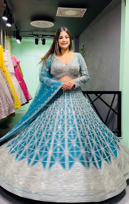 Morpinch Color Chinon Silk Sequence Coding Work Lehenga Choli