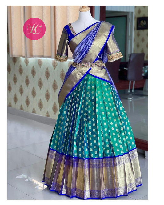 Morpinch Kanjivaram Silk Half Lehenga Saree For Function