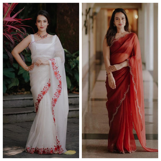 Wedding Wear Silk C Pallu Embroidered Designer Saree