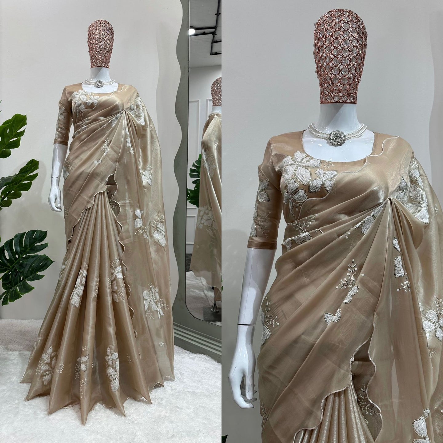 Jimmi Chu Silk Sequence Work Designer Saree