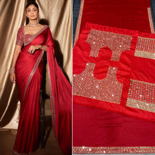 Load image into Gallery viewer, Red Color Rangoli Silk Real Mirror Work Saree Blouse
