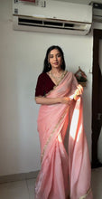 Load image into Gallery viewer, Party Wear Silk Saree with Velvet Blouse For Women
