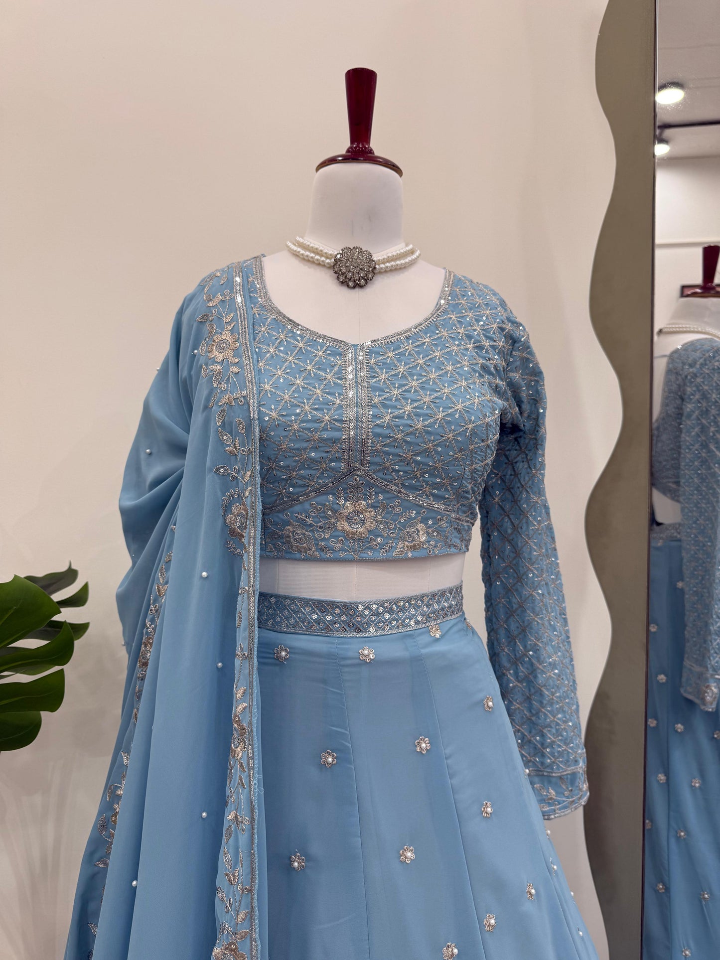 Sky Blue Color Georgette Lehenga Choli