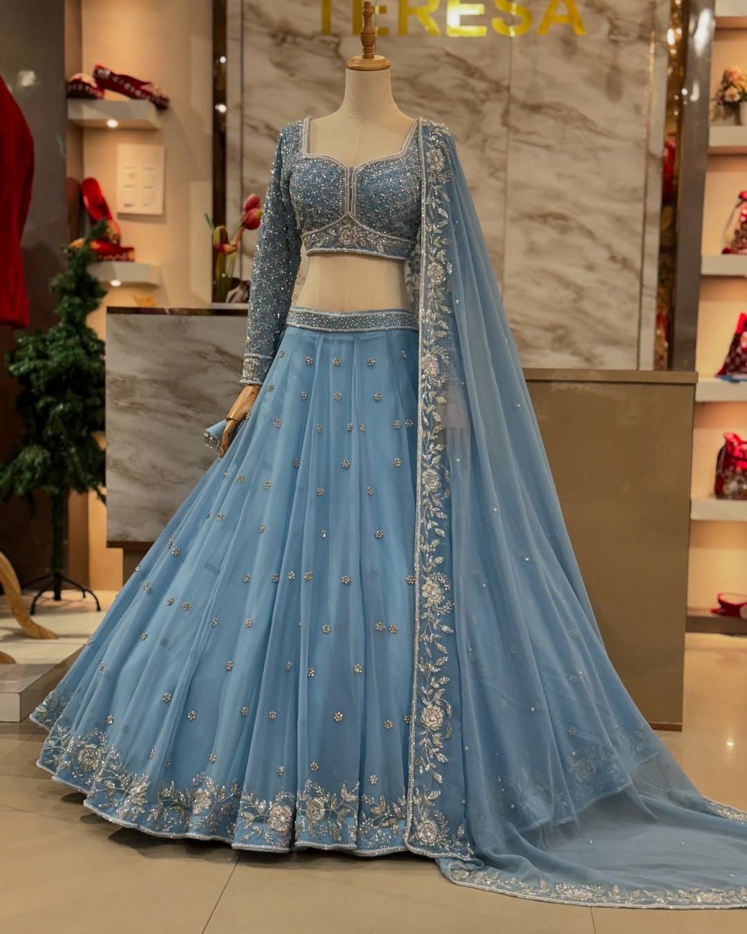 Sky Blue Color Georgette Lehenga Choli