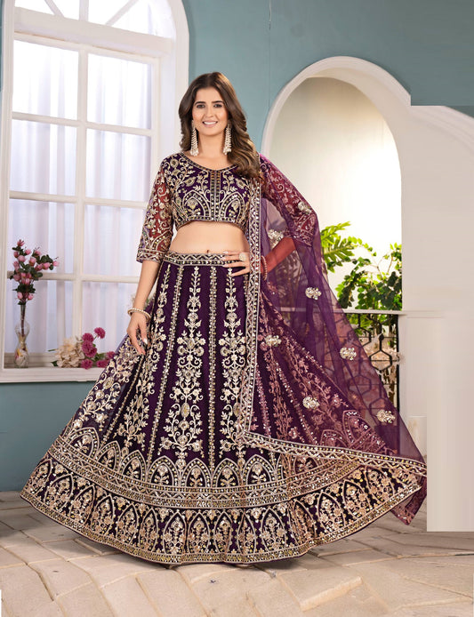 Wedding Wear Soft Net Sequence Work Lehenga Choli