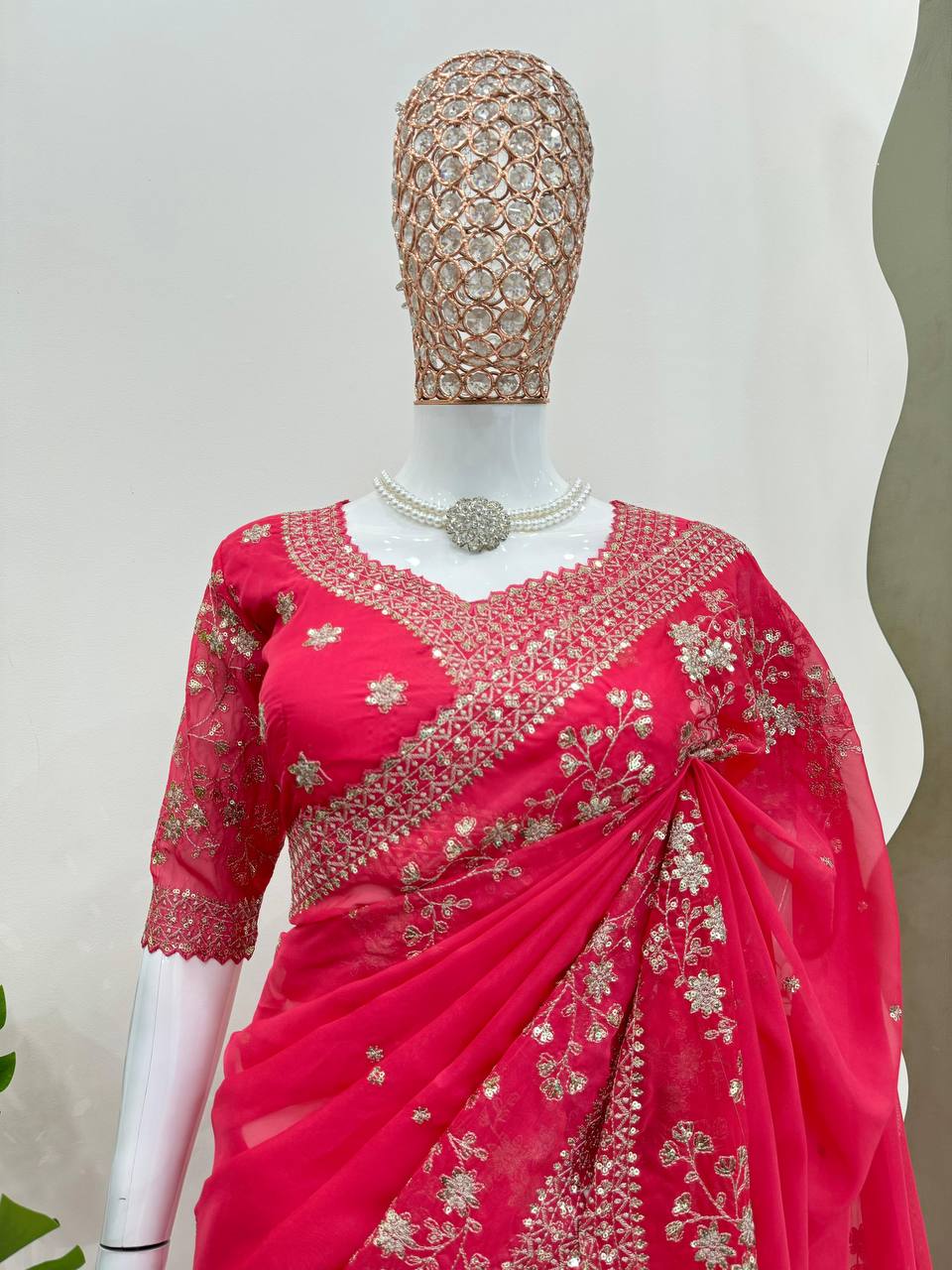 Tabby Silk Embroidered Party Wear Saree Blouse