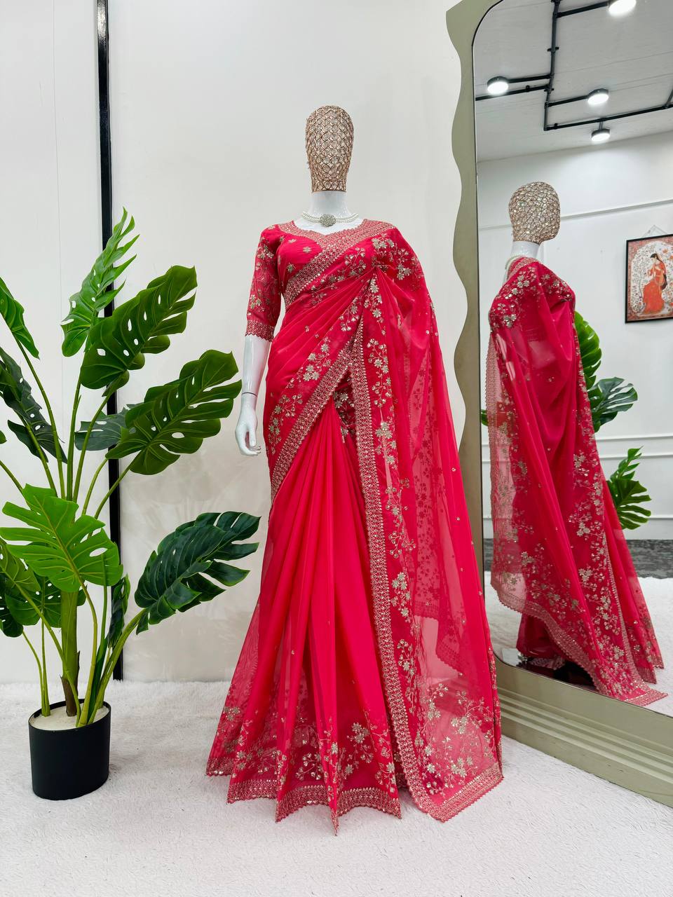Tabby Silk Embroidered Party Wear Saree Blouse