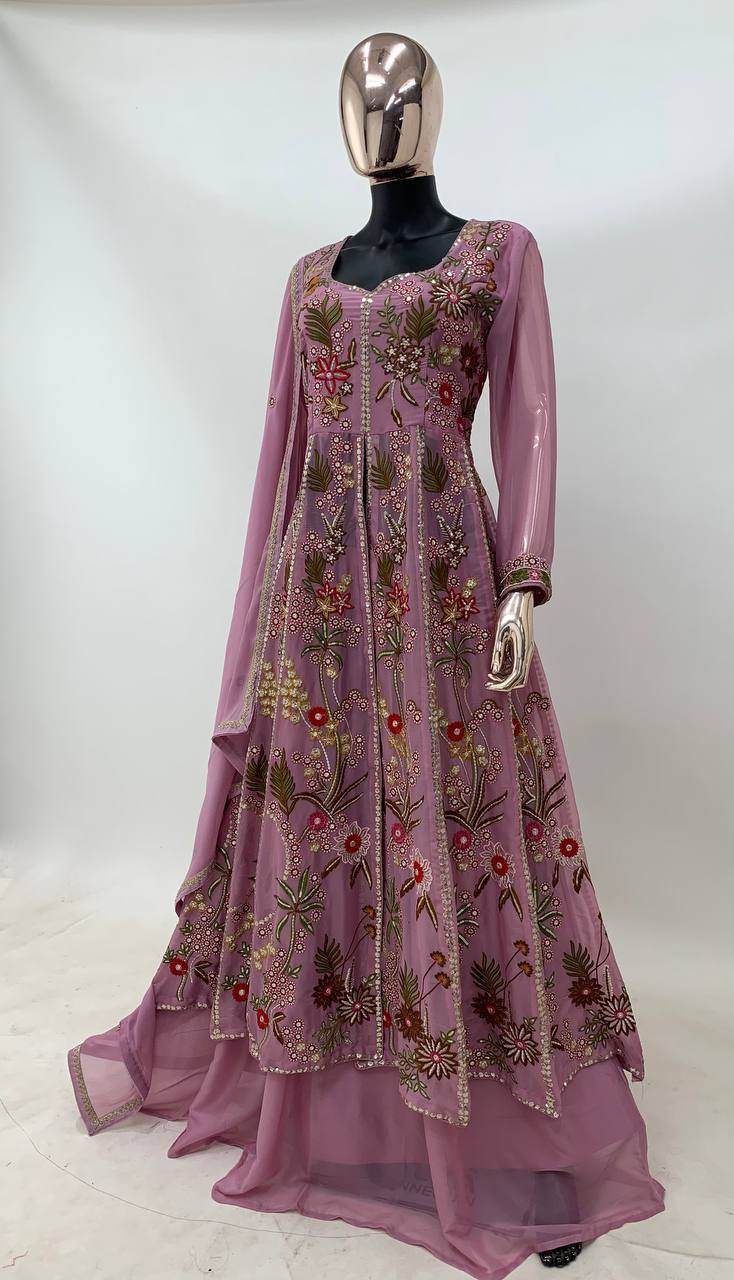 Wedding Wear Onion Color Silk Gown For Women Wear For Women