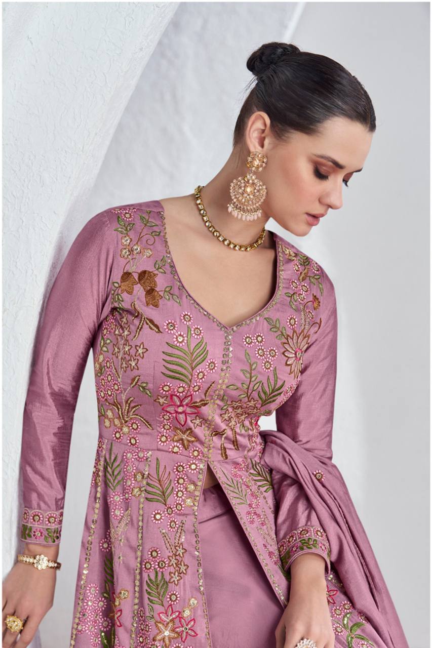 Wedding Wear Onion Color Silk Gown For Women Wear For Women