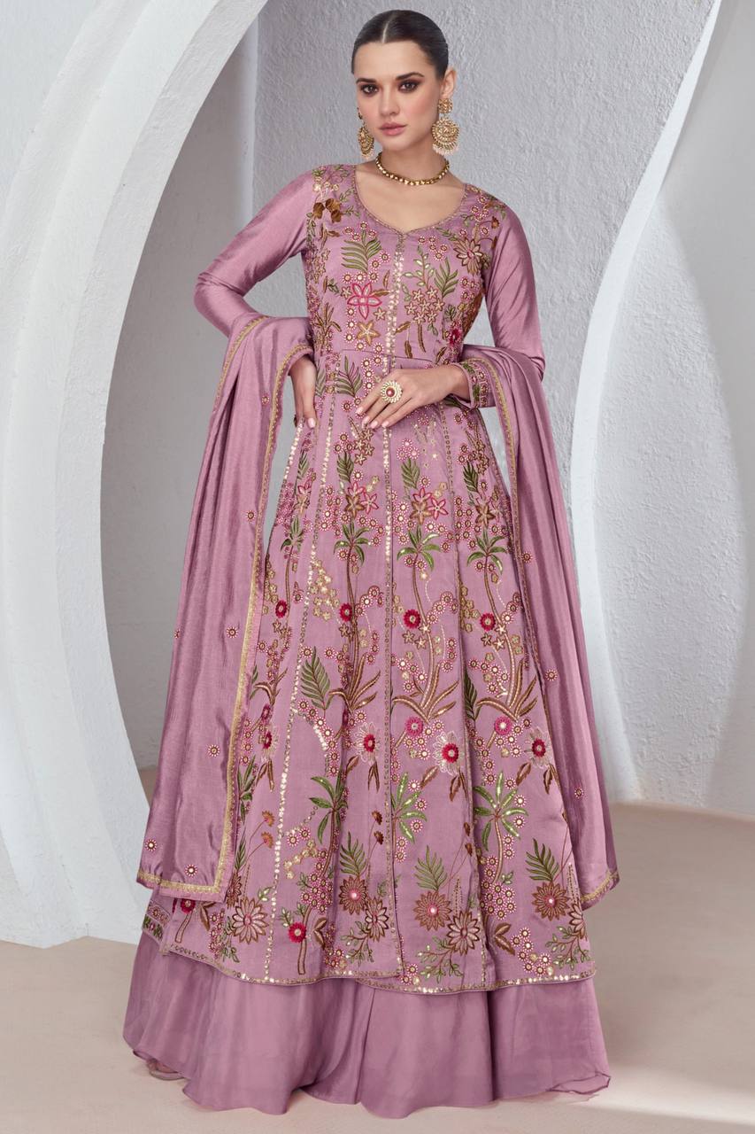 Wedding Wear Onion Color Silk Gown For Women Wear For Women