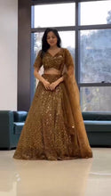 Load image into Gallery viewer, Rust Color Sequence Work Soft Net Lehenga Choli
