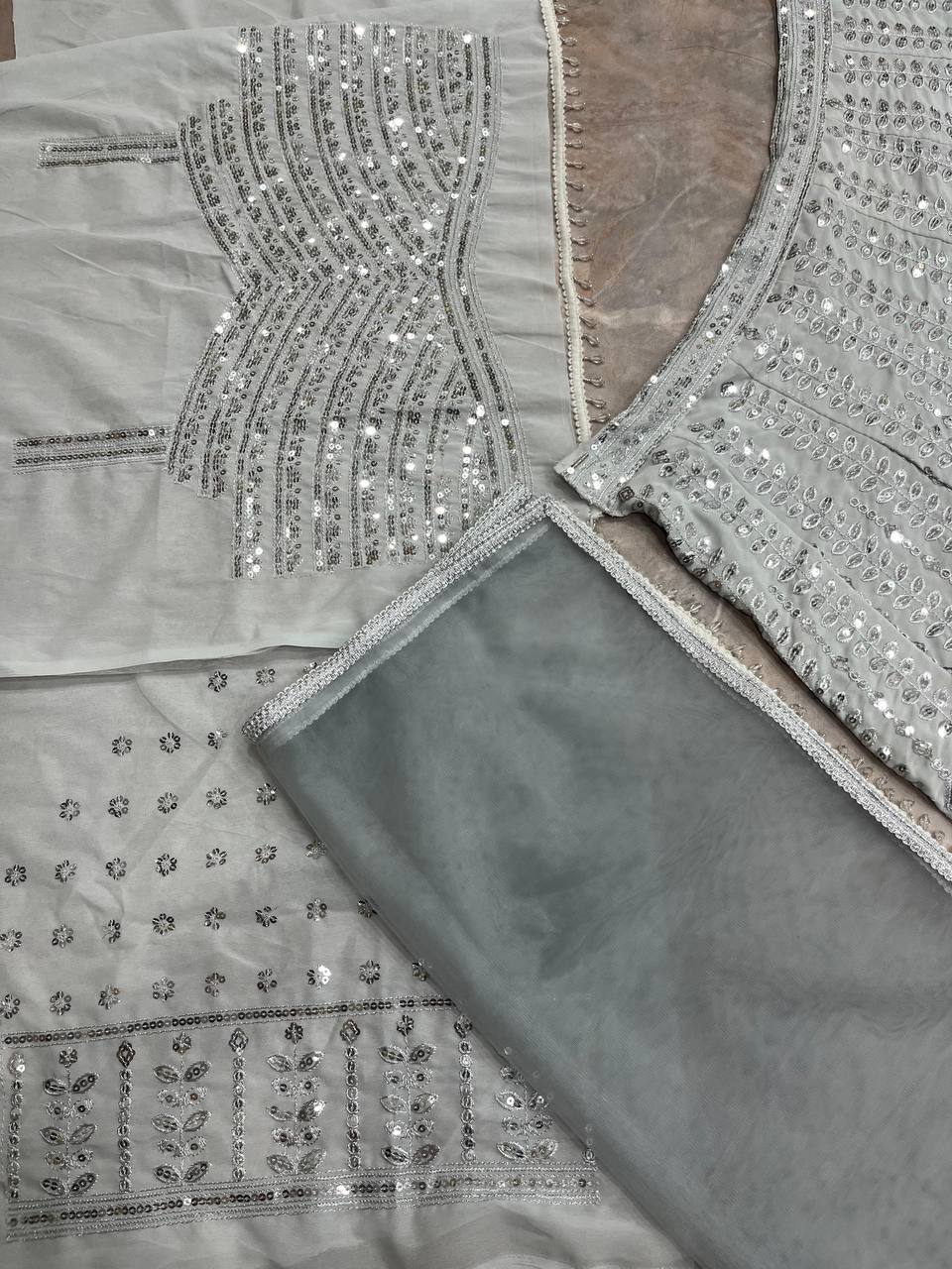 Wedding Wear Georgette Sequence Work Semi Stitched Lehenga Choli