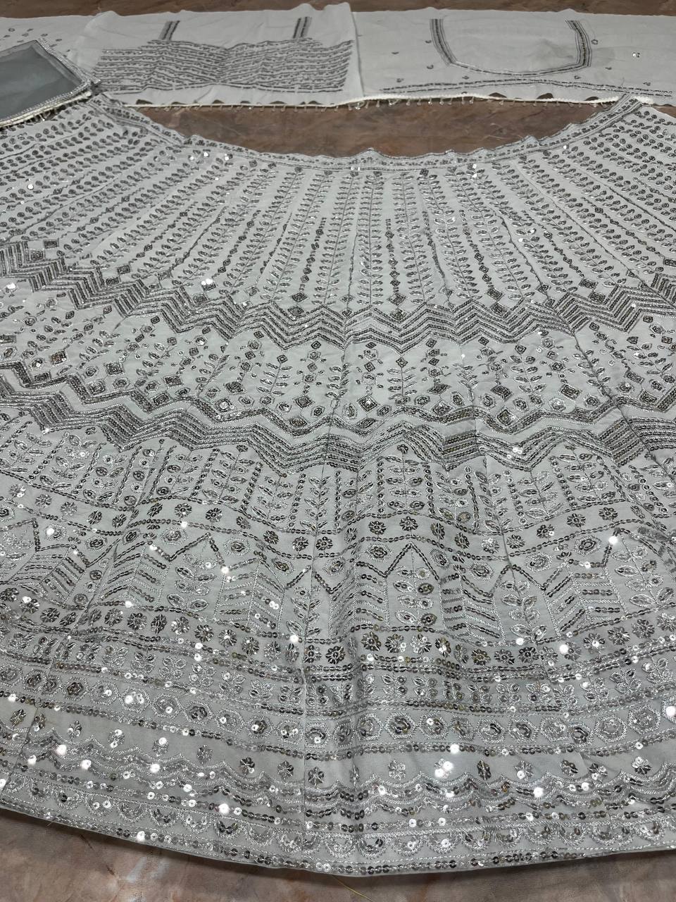 Wedding Wear Georgette Sequence Work Semi Stitched Lehenga Choli