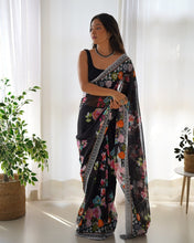 Load image into Gallery viewer, Trisha :Wedding Wear Georgette Print &amp; Embroidered Saree
