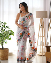 Load image into Gallery viewer, Trisha :Wedding Wear Georgette Print &amp; Embroidered Saree
