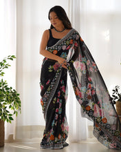 Load image into Gallery viewer, Trisha :Wedding Wear Georgette Print &amp; Embroidered Saree
