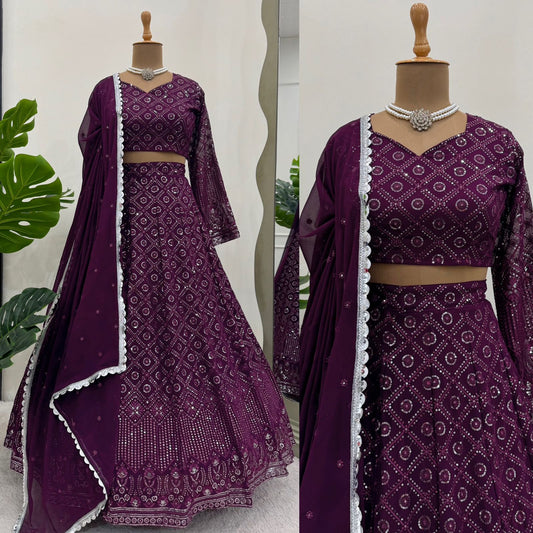 Wine Color Designer Lehenga Choli