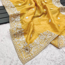 Load image into Gallery viewer, Yellow Silk Embroidered Saree Blouse
