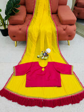 Load image into Gallery viewer, Yellow Color Mul Cotton Stuff Fancy Lace With Heavy Latkan Pallu Saree
