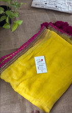 Load image into Gallery viewer, Yellow Color Mul Cotton Stuff Fancy Lace With Heavy Latkan Pallu Saree
