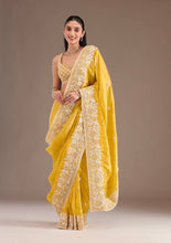 Load image into Gallery viewer, Yellow Silk Embroidered Saree Blouse
