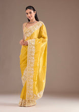 Load image into Gallery viewer, Yellow Silk Embroidered Saree Blouse

