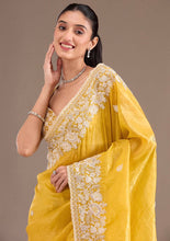 Load image into Gallery viewer, Yellow Silk Embroidered Saree Blouse
