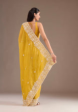 Load image into Gallery viewer, Yellow Silk Embroidered Saree Blouse
