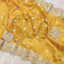 Load image into Gallery viewer, Yellow Silk Embroidered Saree Blouse
