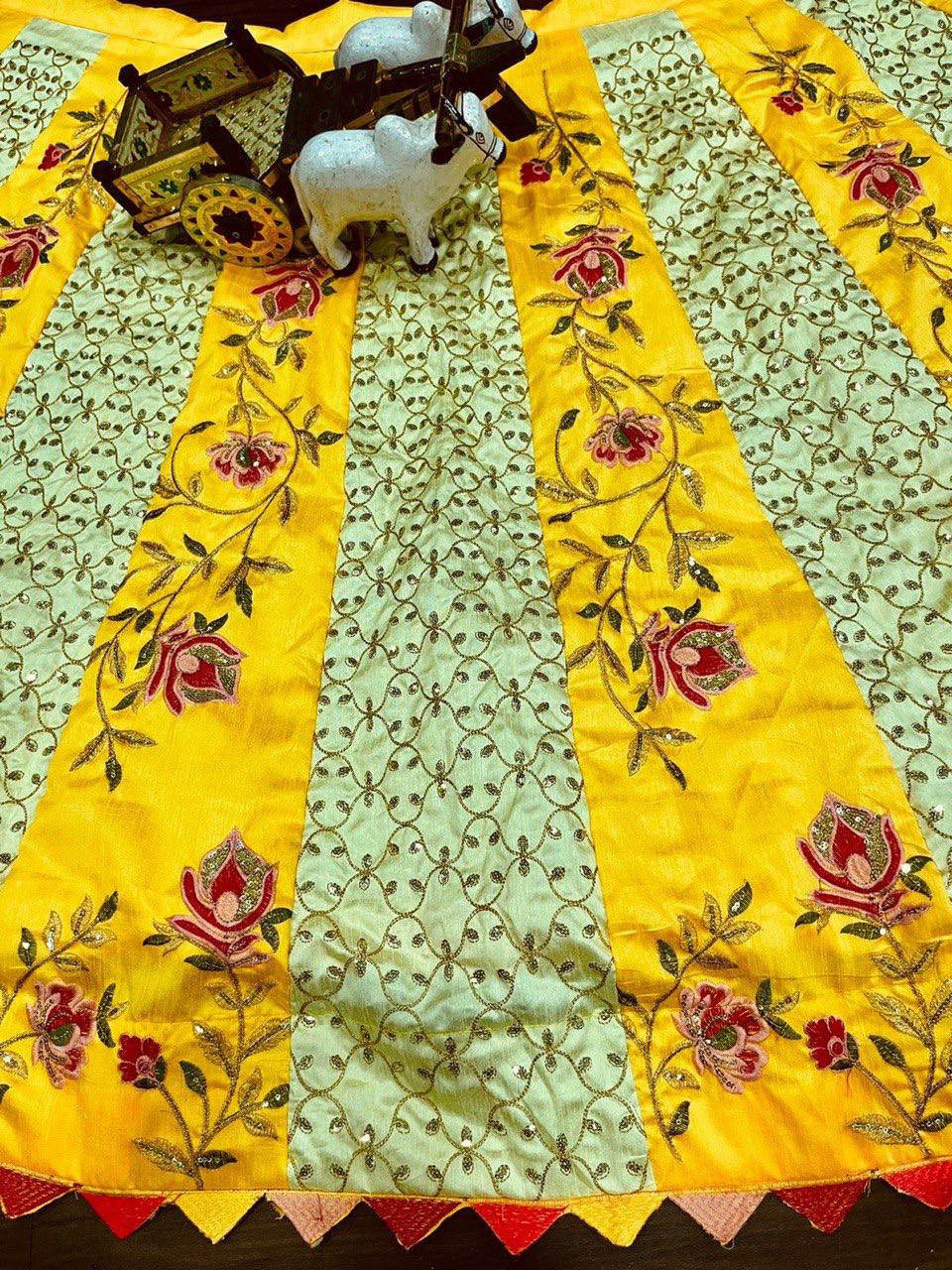 Lovely Yellow Color Silk Semi Stitched Lehegna Choli
