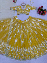 Load image into Gallery viewer, Jasmine : Yellow Soft Net Lehenga Choli
