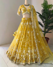 Load image into Gallery viewer, Jasmine : Yellow Soft Net Lehenga Choli
