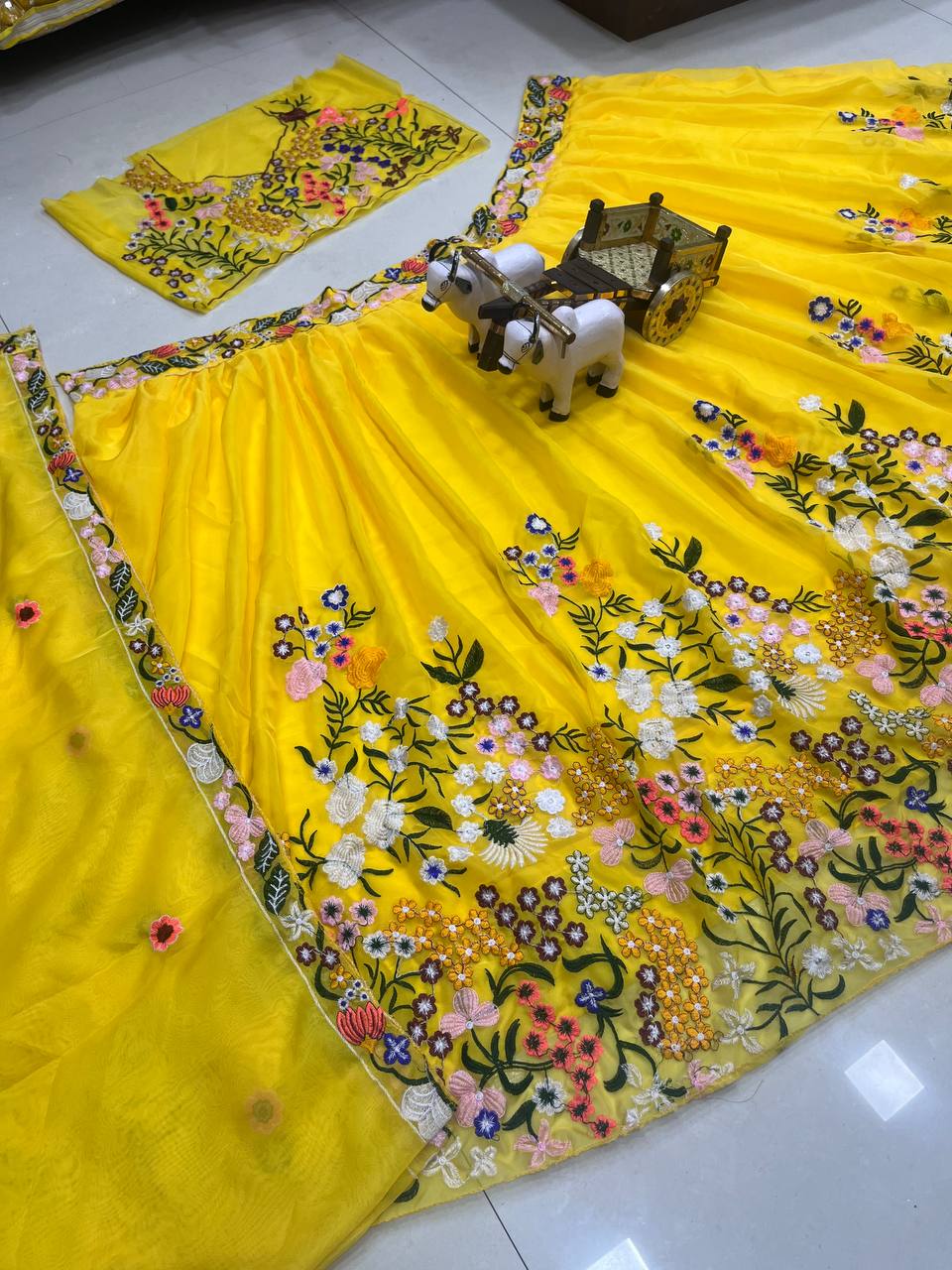 Yellow Organza Silk Lehenga Choli