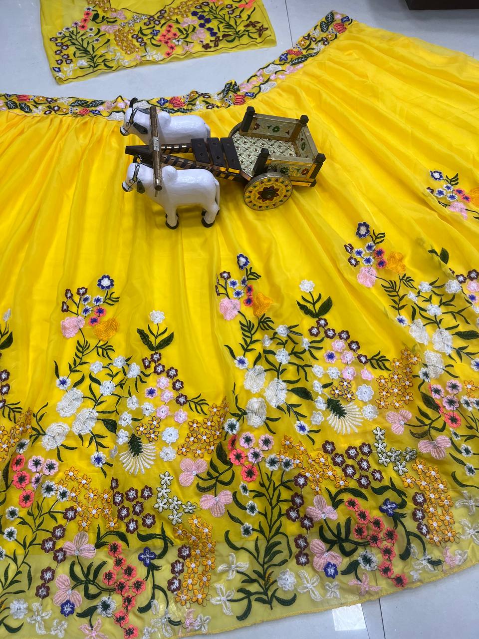 Yellow Organza Silk Lehenga Choli