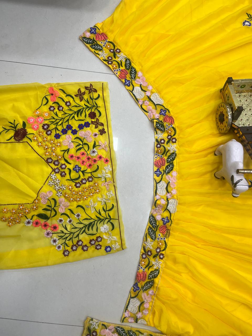 Yellow Organza Silk Lehenga Choli